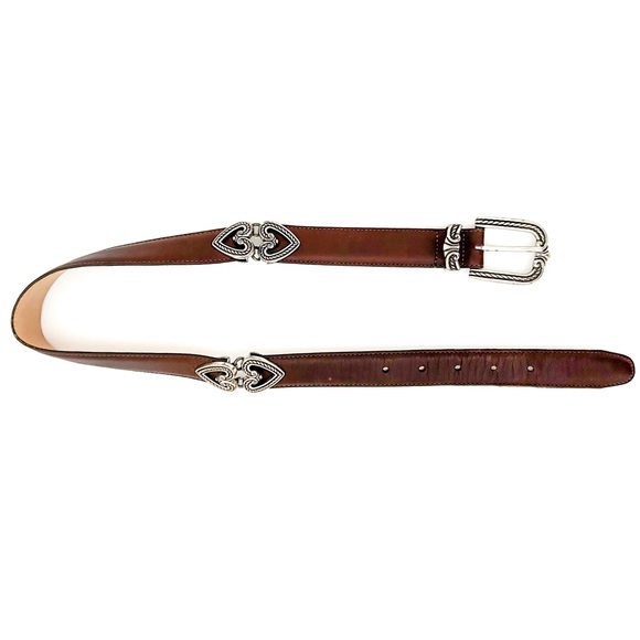 Brighton leather heart accent belt silver buckle size small western vintage boho - Picture 2 of 7